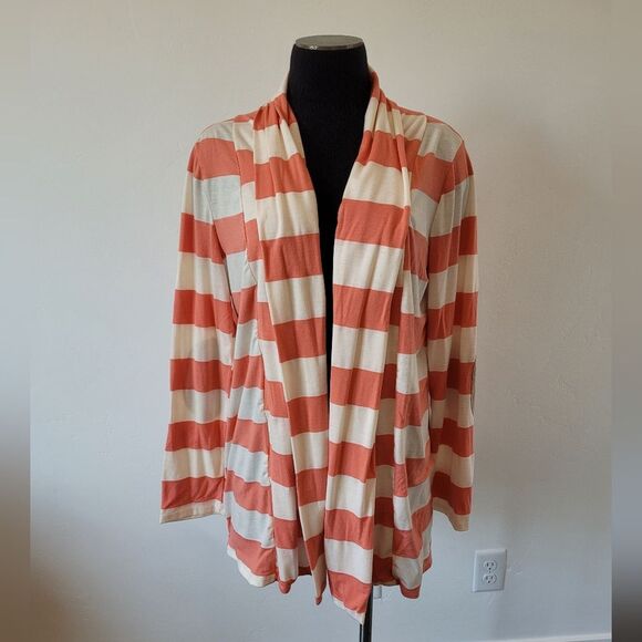 Hello Miss Orange Stripe Cardigan Preppy Twee Eclectic Boho Gypsy Hippie Large - Picture 2 of 10